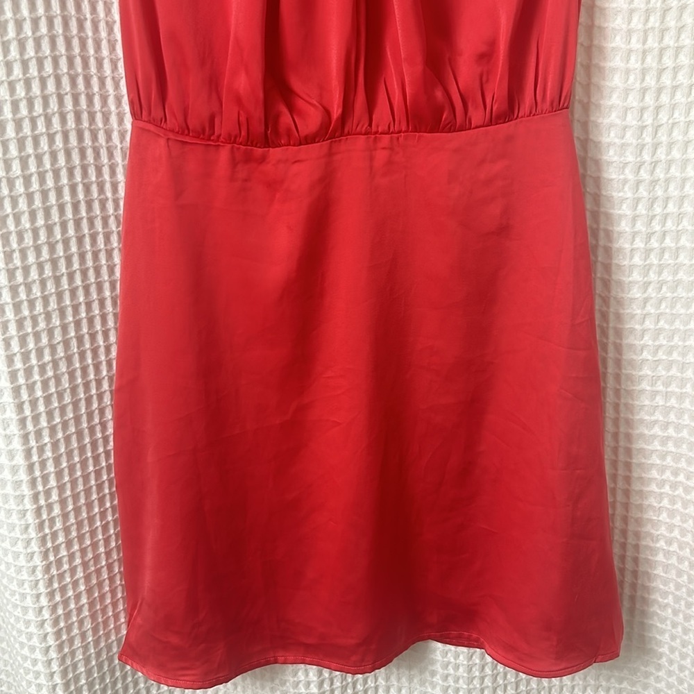 NWT She + Sky Sleeveless Satin Silk Dress with Twist Front High Neck Band Detail - Picture 3 of 9